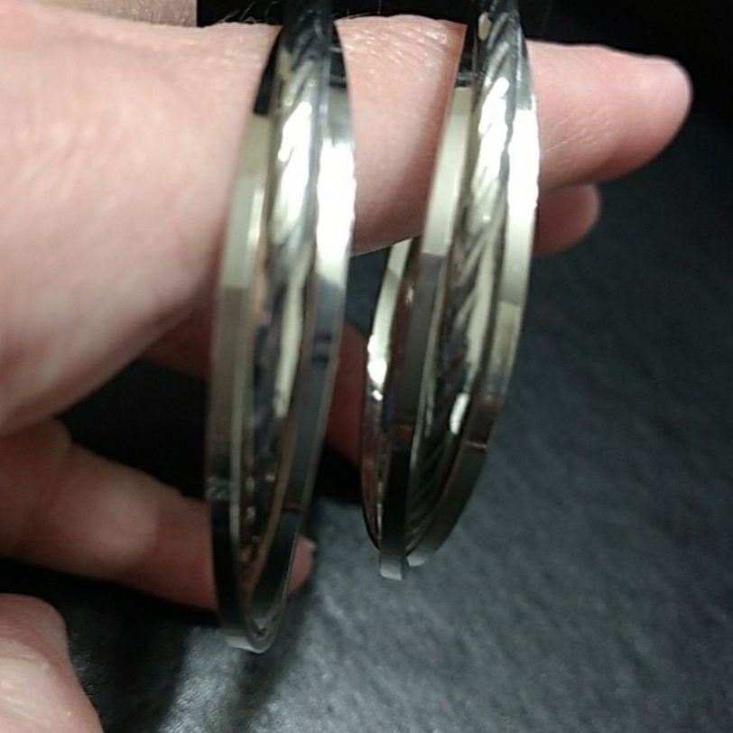 Silver Tone Large Hoop Earrings